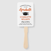 1 Foto Afstuderen Modern Oranje White en Black Handwaaier (Voorkant)