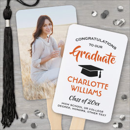 1 Foto Afstuderen Modern Oranje White en Black Handwaaier