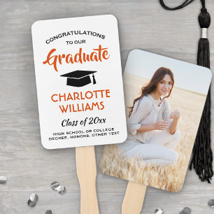 1 Foto Afstuderen Modern Oranje Wit en Zwart Handwaaier