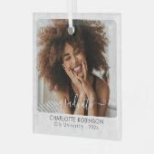 1 Foto Afstuderen roze boog achtergrond Glas Ornament (Voorkant links)