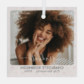 1 Foto Afstuderen roze boog achtergrond Glas Ornament (Achterkant)