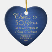 1 Foto ALLE Jubileum Cheers Blue en Gold Heart Keramisch Ornament (Voorkant)