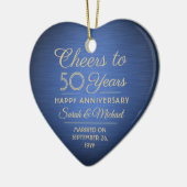 1 Foto ALLE Jubileum Cheers Blue en Gold Heart Keramisch Ornament (Links)