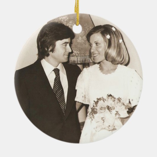 1 Foto ALLE Jubileum Cheers geborsteld Faux Gold Keramisch Ornament (Achterkant)