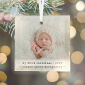 1 Foto baby's eerste Kerstmis Modern Minimal Squar Glas Ornament