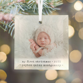 1 Foto baby's eerste Kerstmis Modern Minimal Squar Glas Ornament