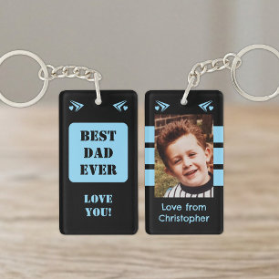 1 foto beste papa ooit lieverd zwart blauw sleutelhanger