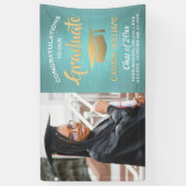 1 Foto Blauwgroen Blauw Gold Modern Afstuderen Spandoek (Verticaal)