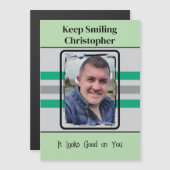 1 foto Blijf glimlachen groene magnetische kaart Magnetische Uitnodiging (Voorkant / Achterkant)