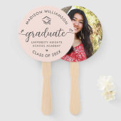 1 Foto Blush Roze Afstuderen Script Hearts Pet Handwaaier (Voorkant en achterkant)