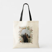 1 foto boogvormig waterverf botanische florale ele tote bag (Achterkant)