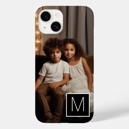 1 Foto collage met vierkant monogram Case-Mate iPhone Case (Achterkant)