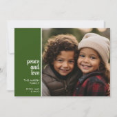 1 Foto Collage Minimale kerstgroene vredesliefde Feestdagenkaart (Voorkant)