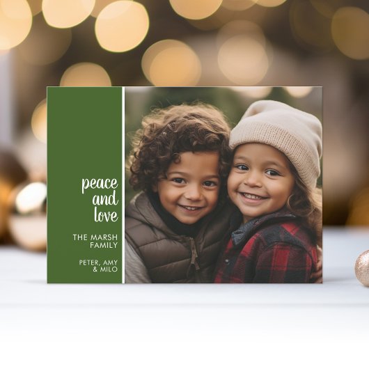 1 Foto Collage Minimale kerstgroene vredesliefde Feestdagenkaart