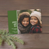 1 Foto Collage Minimale kerstgroene vredesliefde Feestdagenkaart