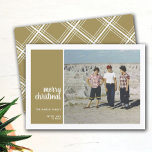 1 Foto-Collage Minimale Kerstkerstavond Feestdagenkaart<br><div class="desc">Farmhouse pastel Gold Pset Pattern op de achterkant - Een eenvoudige,  minimalistische feestelijke groet met 1 vierkante foto en moderne kalligrafie. Bewas uw foto's in vierkanten alvorens te uploaden.</div>