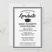 1 foto Eenvoudig Elegant Zwart-wit Afstuderen Kaart (Voorkant)