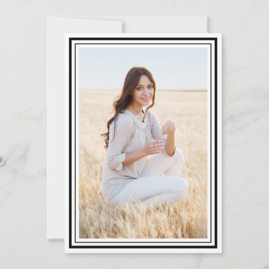 1 foto Eenvoudig Elegant Zwart-wit Afstuderen Kaart (Achterkant)