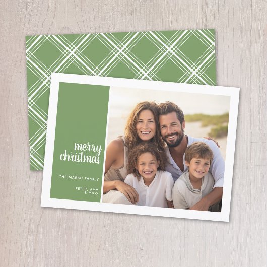 1 Foto - Eenvoudige Minimale Kerstmis groene kerst Feestdagenkaart