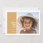 1 Foto Eenvoudige Minimale Kerstmis vrede liefde Feestdagenkaart (Voorkant)