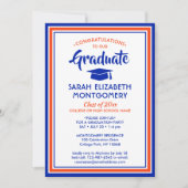 1 Foto Elegant Congrats Oranje & Blue Afstuderen Kaart (Voorkant)