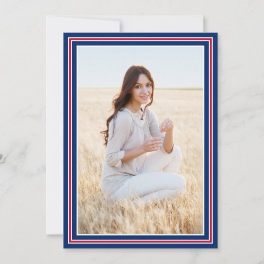 1 Foto Elegant Congrats Red White Blue Afstuderen Kaart (Achterkant)