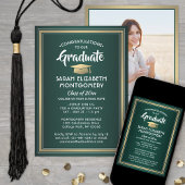 1 Foto Elegant Green Gold en White Afstuderen Kaart