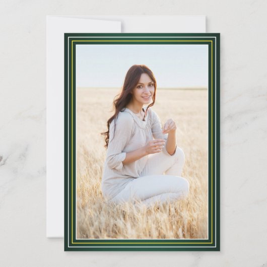 1 Foto Elegant Green Gold Yellow White Afstuderen Kaart (Achterkant)