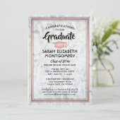 1 Foto Elegant Marble & Roze Rose Gold Afstuderen Kaart (Staand voorkant)