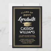 1 Foto Elegant Modern Black Gold White Afstuderen Aankondiging (Voorkant)
