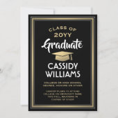 1 Foto Elegant Modern Black Gold White Afstuderen Aankondiging (Voorkant)