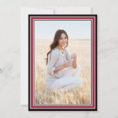 1 Foto Elegant Modern Red Black White Afstuderen Kaart (Achterkant)