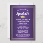 1 Foto Elegant Paars Gold en White Afstuderen Kaart (Voorkant)