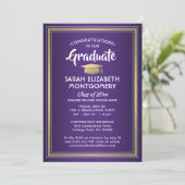 1 Foto Elegant Paars Gold en White Afstuderen Kaart (Staand voorkant)