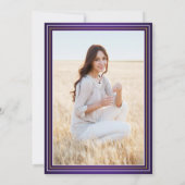 1 Foto Elegant Paars Gold Yellow Afstuderen Kaart (Achterkant)