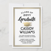 1 Foto Elegant Simple White Gold Afstuderen Aankondiging (Voorkant)