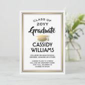 1 Foto Elegant Simple White Gold Afstuderen Aankondiging (Staand voorkant)