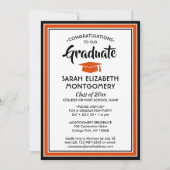 1 Foto Elegant Sinaasappel Black en White Afstuder Kaart (Voorkant)