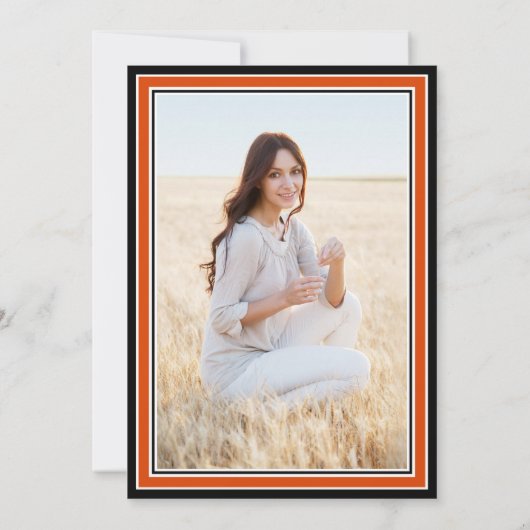 1 Foto Elegant Sinaasappel Black en White Afstuder Kaart (Achterkant)