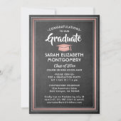 1 Foto Elegant Zwart Krijtbord & Roze Afstuderen Kaart (Voorkant)