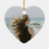 1 Foto Elk jaar gepenselde Faux Gold Heart Keramisch Ornament (Achterkant)