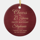 1 Foto ELKE verjaardag geborsteld Bourgogne & goud Keramisch Ornament (Voorkant)