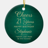 1 foto ELKE verjaardag geborsteld groen en goud ro Keramisch Ornament (Voorkant)