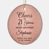 1 foto ELKE verjaardag geborsteld roze rose goud r Keramisch Ornament (Links)