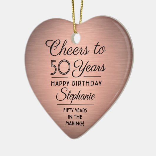 1 foto ELKE verjaardag geborsteld roze rosé gouden Keramisch Ornament (Links)