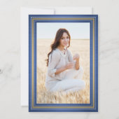 1 Foto geborsteld Royal Blue en Gold Afstuderen Kaart (Achterkant)