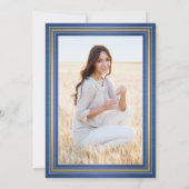 1 Foto geborsteld Royal Blue en Gold Afstuderen Kaart (Achterkant)