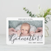 1 Foto Godmoeder Voorstel Modern Elegant Script Kaart (Staand voorkant)