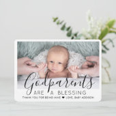 1 Foto Godouders Modern Baptisme of Christening Bedankkaart (Staand voorkant)
