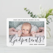 1 Foto Godouders Voorstel Modern elegant script Kaart (Staand voorkant)